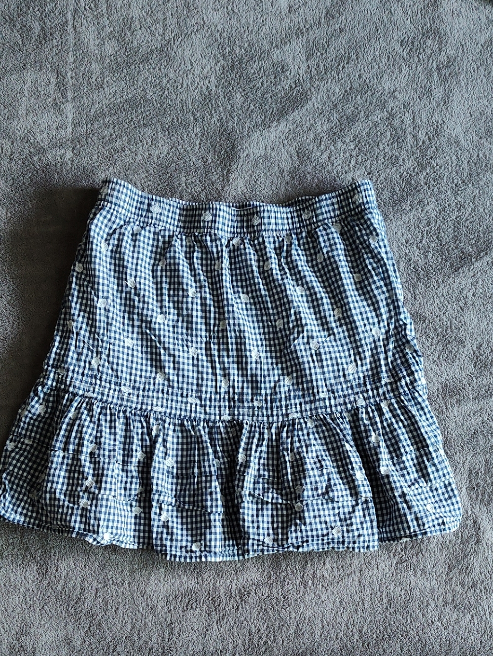 Madewell Women's Blue Gingham Tiered Skirt Sz M